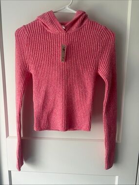 Aerie Late Night Pink Ribbed Hoodie Sweater - S